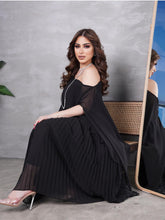 Black Elegant Off-Shoulder Large Chiffon Dress
