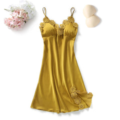 Sexy Sleeveless Sling Pajamas Summer Women's Gathering Satin Chiffon Pajamas V-neck Halter Nightgown Casual Nightdress Pajamas