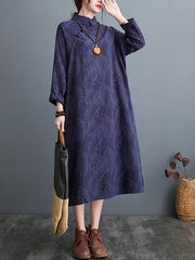 2022 النسيج الأصلي الخريف حجم كبير فستان جاكار فضفاض ريترو زن الكتان رداء العرقية نمط القطن و فستان كتان المرأة