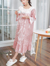 Plus size sleeping dress autumn winter pijama women nightgown nightwear cute sleepwear Korean Noble long Nightdress