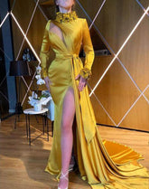 فستان طويل نسائي أوروبي وأمريكي بذيل ذهبي فضفاض ومثير وغير منتظم