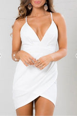 European and American new women's clothing wish Dunhuang V-neck suspender dress sleeveless pencil skirt mid skirt