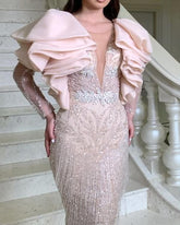 Sexy sequined V-neck party dress with hip skirt new style