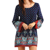 فستان شيفون عرقي عتيق فستان فضفاض مطبوع هندسي غير رسمي للسيدات صيفي بوهو لقضاء العطلات على الشاطئ تنورة قصيرة 3h22