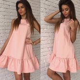 Casual Ruffle Dress Women 2023 Summer Sleeveless A Line Bodycon Female Plus Size Short Dresses New Large Size Party