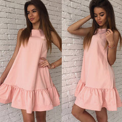 Casual Ruffle Dress Women 2023 Summer Sleeveless A Line Bodycon Female Plus Size Short Dresses New Large Size Party