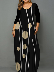 2022 جديد الأمازون الربيع والخريف تنورة طويلة كم طويل الخامس الرقبة ريترو سليم صالح ماكسي تنورة ثلاثية الأبعاد الطباعة أوروبا وأمريكا