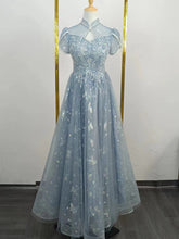 New light luxury high-end banquet annual meeting evening dress skirt femininity engagement host blue adult ceremony student art examinati