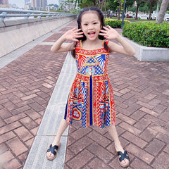 New D's skirt girls bohemian dress European and American style retro suspender skirt explosion style