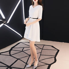 Ladies V-neck short sleeve simple banquet dress