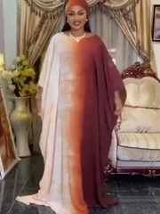 Cross-border supply of new French retro gentle gradient long skirt and thin plus size dress + headscarf + suspenders 3-piece set