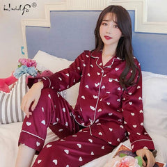Oversize M 5XL Womens Long Sleeve Trousers Pyjamas Silk Satin Pajamas Sets Sleepwear Nightgown Suit Robe Bath Gown Sleepshirts