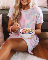 2021 Summer Printed Round Neck Short Sleeve Dress Women's Homewear Nightdress