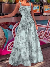 2023 summer new European and American women's temperament elegant suspenders tube top waist print large dress