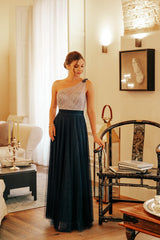 Europe and the United States new waist-length slim off-the-shoulder strapless sexy evening dress