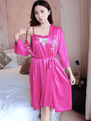 New product ladies pajamas sexy silk suspender nightdress + nightgown two-piece home service