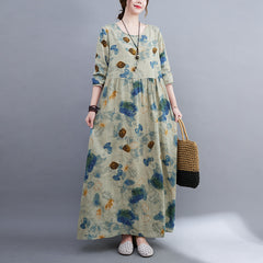 Fat woman plus size clothing 2022 autumn plus size women's fashion print long-sleeved women's dress robe