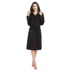 Spring and Autumn Women Robes Plus Size Simple Knit Cotton Hooded Bathrobe Female Thin Long Sleeve Bath Robe 5XL