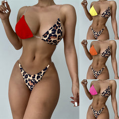 Chan double new bikini leopard print swimsuit women's stitching swimsuit Europe and the United States cross-border swimwear beach bikini8990