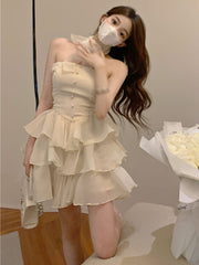 تنورة نسائية قصيرة بدون طيات لعام 2023، صيفية مكشكشة، نحيفة ومثيرة وخصر عالٍ، موضة فرنسية أنيقة