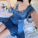 New product ladies pajamas sexy silk suspender nightdress + nightgown two-piece home service