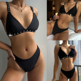 Solid color pearl rhinestone bikini popular swimsuit female spot