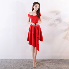 عرض ساخن فستان سهرة جديد شتوي قصير للولائم فستان نسائي موضة بكتف واحد من الأمام قصير من الخلف بذلة طويلة للاجتماعات السنوية