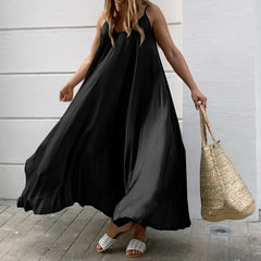 ZANZEA Women's Sling A-line Dress With Adjustable Buttons No Pockets Casual Fashion Simple Color Long Skirt Sling Skirt Large Size