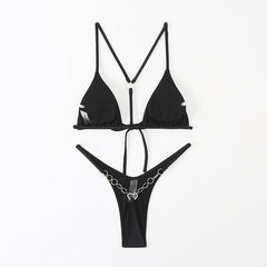 European and American foreign trade new pure color sexy beautiful back bikini swimsuit female triangle high waist one-piece swimsuit