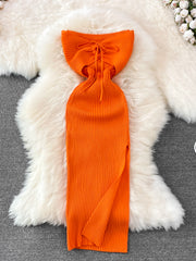 فستان ركاب جديد لصيف 2023 بدون حمالات بخصر عالٍ ومجوف ونحيف وبدون أكمام