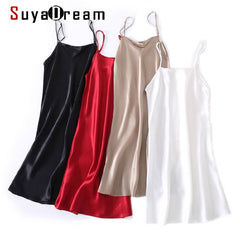 100%  silk nightgowns women Spaghetti Strap sleepdress Solid SATIN nightdress nightie Summer style pink white black