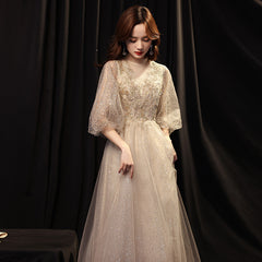 Best-selling new evening dress banquet 2023 new summer temperament long section champagne color celebrity student annual meeting evening dres