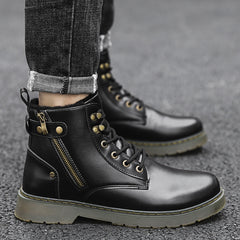 Plus velvet warm high-top shoes men's 2020 autumn new sneakers Korean version of all-match outdoor hiking shoes men's shoes plus cotton shoes