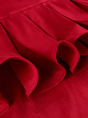 فساتين الحفلات النسائية الصيفية Bodycon الكشكشة نفخة الأكمام الستر واحد الكتف فستان أحمر مشرق حجم كبير ملابس المشاهير الحدث