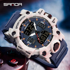 SANDA 6126 Men Watches 50M Waterproof Sports Military Watch Digital Wristwatch