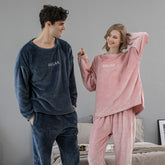 Flannel pajamas women's autumn and winter warm suit coral velvet pajamas plush plush couple's home clothes