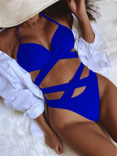 Women's European and American style swimwear spring and summer sexy bikini new bikini solid color strapless backless halter neck hollow straps low-cut