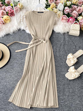 ZANZEA Women Elegant Dresses Solid O-Neck Sleeveless Vintage Pleated design Dress Fashion Holiday Casual Loose Ladies Vestido Plus Size