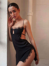 أزياء مثير الجوف خارج الرسن الأسود الدانتيل يصل سليم البسيطة اللباس المرأة الصيف جديد عارضة نادي الشارع الشاطئ Bodycon فساتين