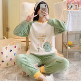 Autumn Winter Women Pyjamas Sets pajamas Sleepwear Suit Thick Warm Coral Flannel nightgown Female Animal Pijama Mujer