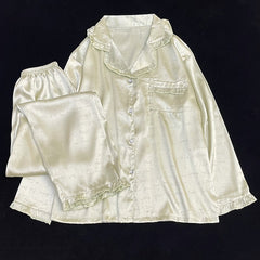 Sweet purple tulip wearable women's pajamas long-sleeved home clothes silk suit