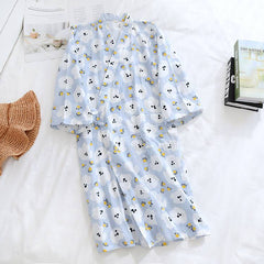 New Japanese Kimono Spring And Summer Ladies Robe 100% Cotton Gauze Long sleeved Nightgown Plus Size Bathrobe Soft And Steaming