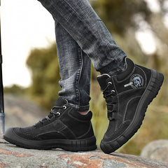 Cotton shoes men's winter thick-soled outdoor hiking shoes waterproof leisure -top leather shoes plus velvet