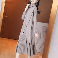 فستان ميدي نسائي أنيق فساتين غير رسمية للسيدات عتيقة موضة كورية نسائية Bodycon خريف شتاء 2022 محبوك ضيق