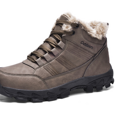 Boots Leather Winter Waterproof Warm Fur Snow Boots Men Outdoor Winter Work Casual Shoes Non-Slip Comfortable Hiking Shoes