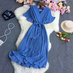 Vintage Elastic Short Sleeve Boho Tunicas Women Floor Length Dress Basics Casual Summer Birthday Clothing Wedding Dresses Robe