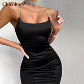 Chicology diamond thin strap bodycon sexy mini dress party club sleeveless women 2023 summer fashion outfit female short clothes