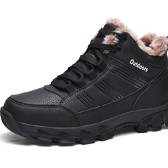 Boots Leather Winter Waterproof Warm Fur Snow Boots Men Outdoor Winter Work Casual Shoes Non-Slip Comfortable Hiking Shoes