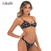 Aikulli 2020 Sexy Printing Bikinis Women Bathing Suits Swimwear Waist Halter Swimsuit Female Girls Summer Beachwear