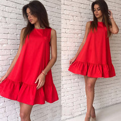 Casual Ruffle Dress Women 2023 Summer Sleeveless A Line Bodycon Female Plus Size Short Dresses New Large Size Party
